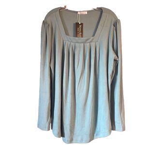 Blouse Blue Long Sleeve Shirt NWT Newchoice Size XL Polyester